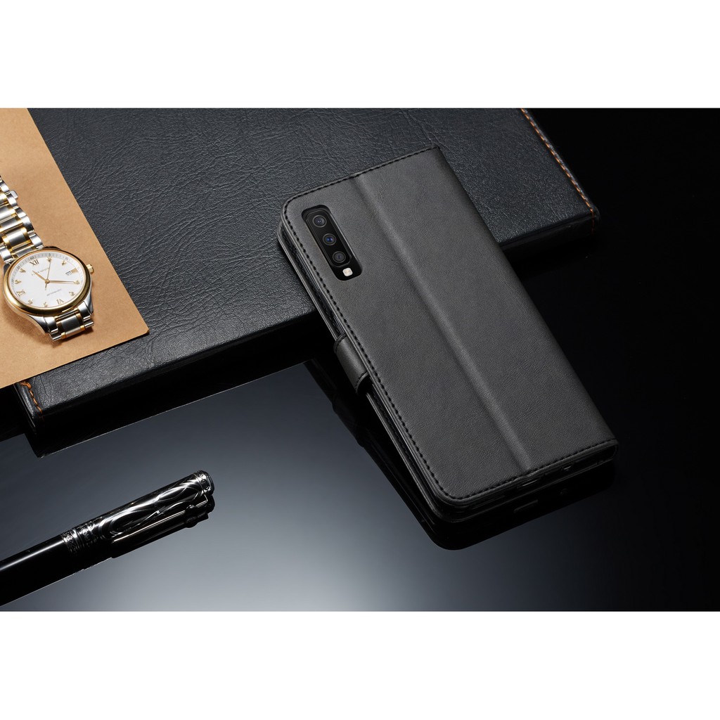 Bao da điện thoại màu trơn có ngăn để thẻ tiện dụng cho Samsung A7 A9 2018 A9s A750 | BigBuy360 - bigbuy360.vn