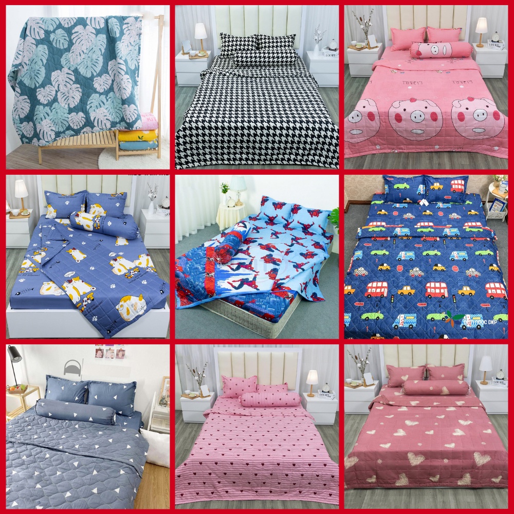 Chăn Hè 1m8x2m trần bông 2 mặt Cotton poly (Được lựa mẫu)