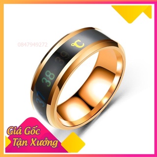 Nhẫn Hiển thị nhiệt độ titan không rỉ ,Nhẫn Nam nữ Titan Đo Nhiệt Độ Cơ Thể