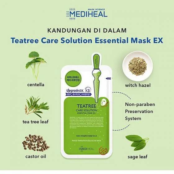 Hộp 10 Mặt nạ giảm mụn trà xanh Mediheal Teatree Healing solution Essential Mask