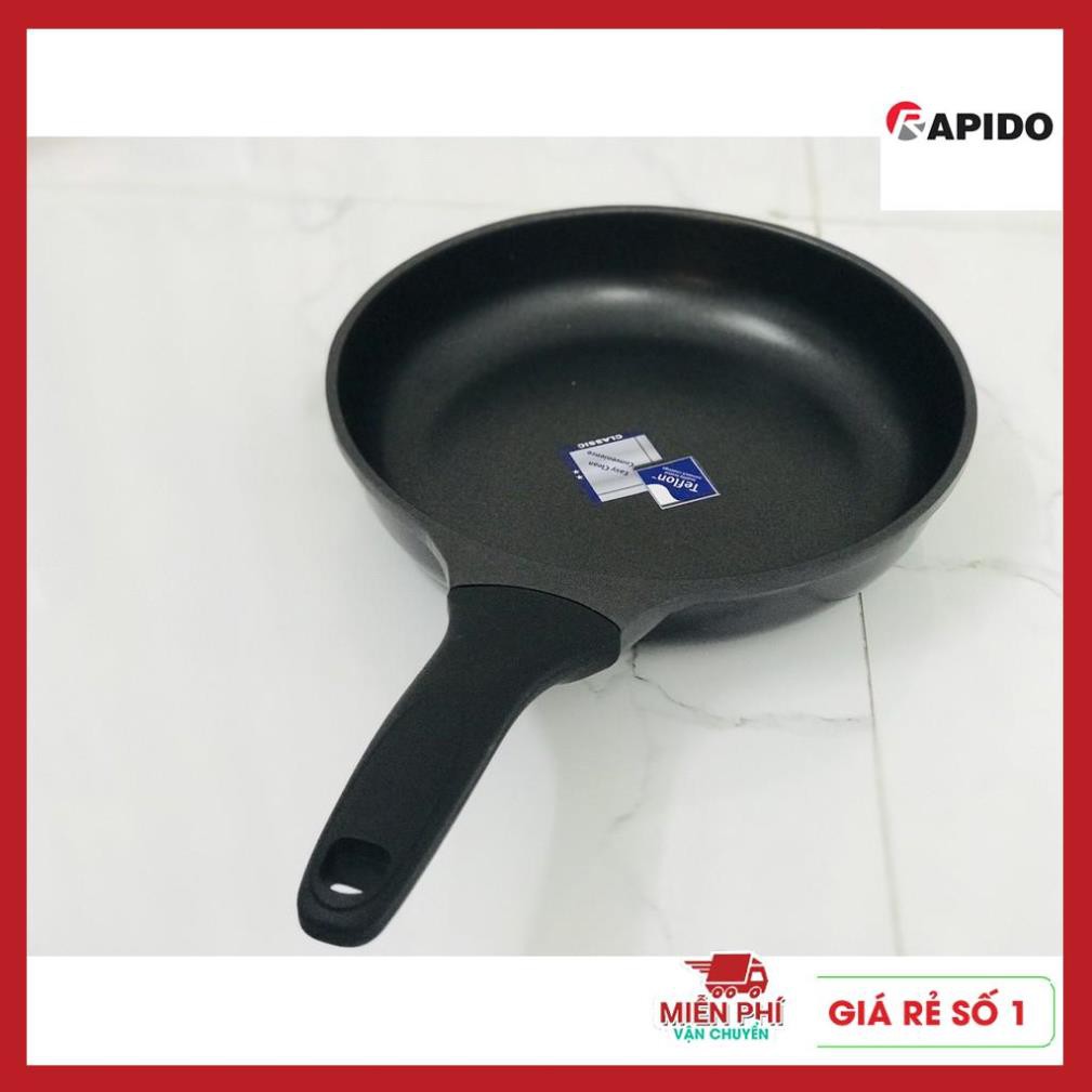 Chảo Rapido Teflon 28cm, Chảo chống dính bếp từ Rapido 28cm  đáy phẳng,thân và đáy chảo bằng nhôm đúc nguyên khối