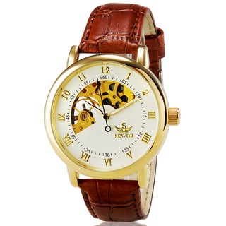 Đồng Hồ CƠ nam lộ máy dây da cao cấp SEWOR SE6666