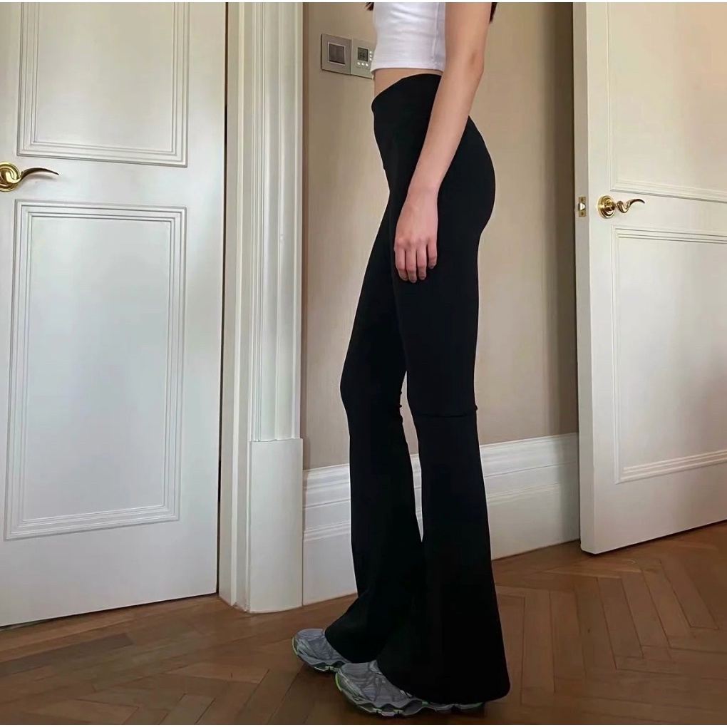 Quần ống loe đen cạp cao hack dáng quần loe co giãn 4 chiều khoá sau Mia Flare Pants Q377