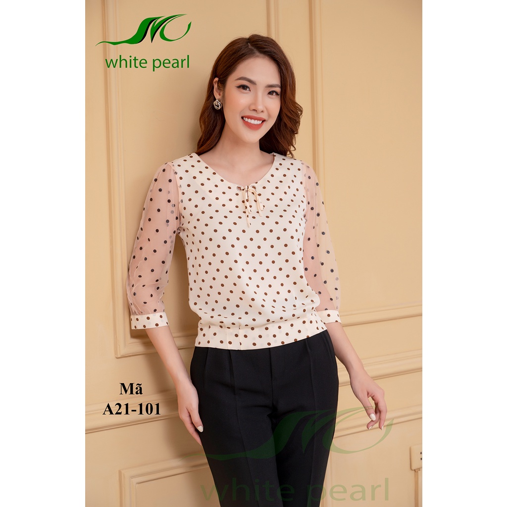 Áo sơ mi nữ công sở tay lỡ thời trang đẹp bo gấu cổ tròn tay lỡ voan chất liệu vải lụa hàn White Peal với 6 màu cơ bản