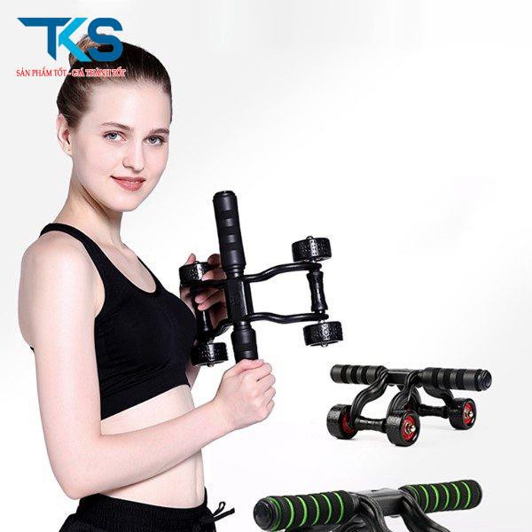 Con lăn tập bụng 4 bánh tập cơ bụng dễ dàng tiện dụng, hít đất giảm cân