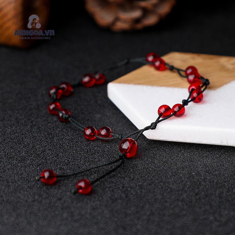 ✨✨Lắc chân nữ chỉ đỏ đính hạt phong cách Hàn Quốc