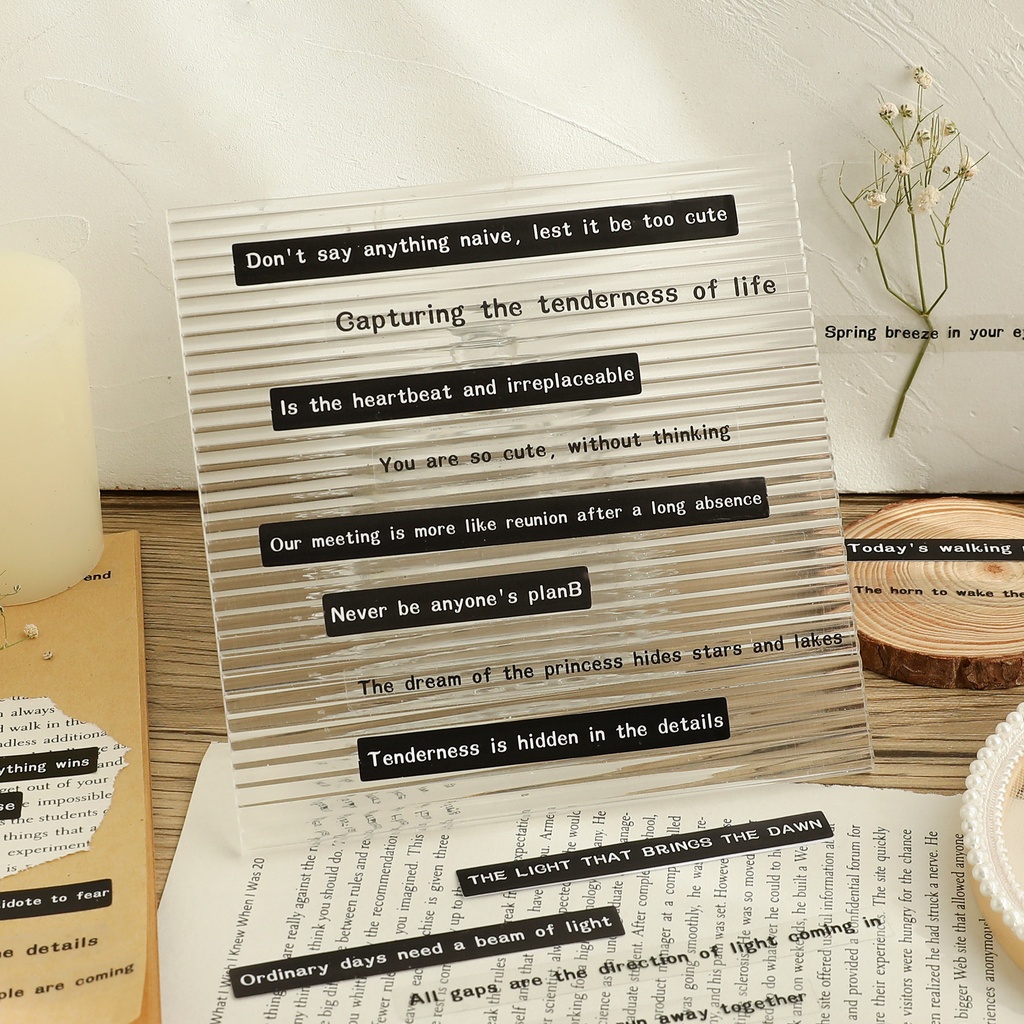 S72 - Set 20 stickers giấy/PET chống nước chữ câu quotes tiếng Anh trang trí sổ bullet journal, junk journal