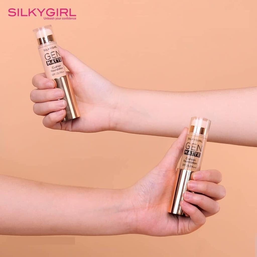 KEM NỀN DẠNG THỎI CHO LỚP NỀN MỎNG NHẸ TỰ NHIÊN SILKYGIRL GEN MATTE CUSHION FOUNDATION SPF25 15ML CHÍNH HÃNG - 10799