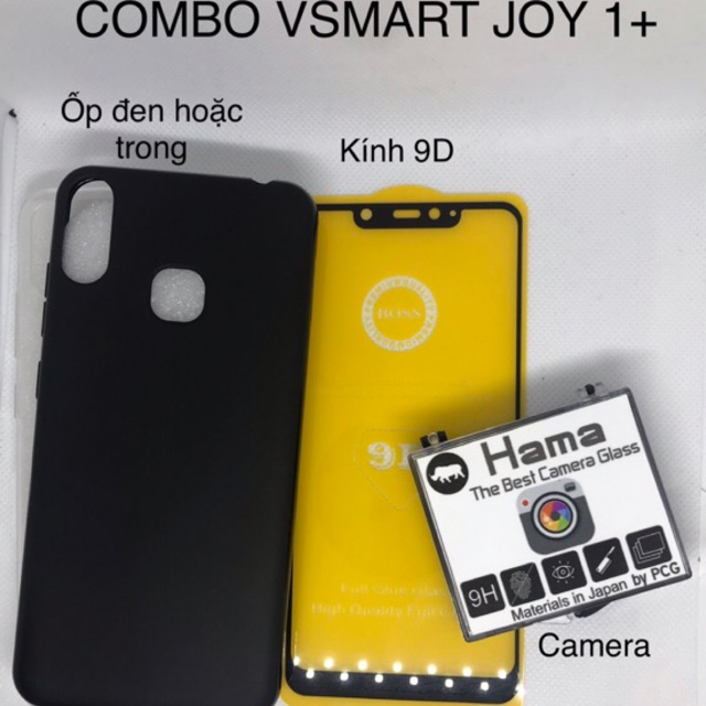 [đã update kính mới] Combo phụ kiện Vsmart Joy 1+ (1 plus) - ốp lưng, kính full, camera
