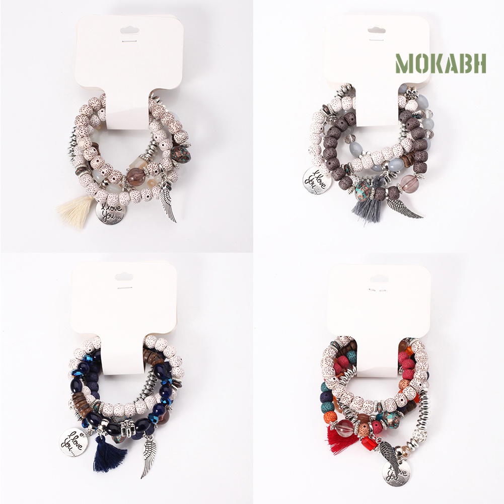 Set 4 Vòng Tay Chuỗi Hạt Phong Cách Bohemian Thời Trang Cho Nữ