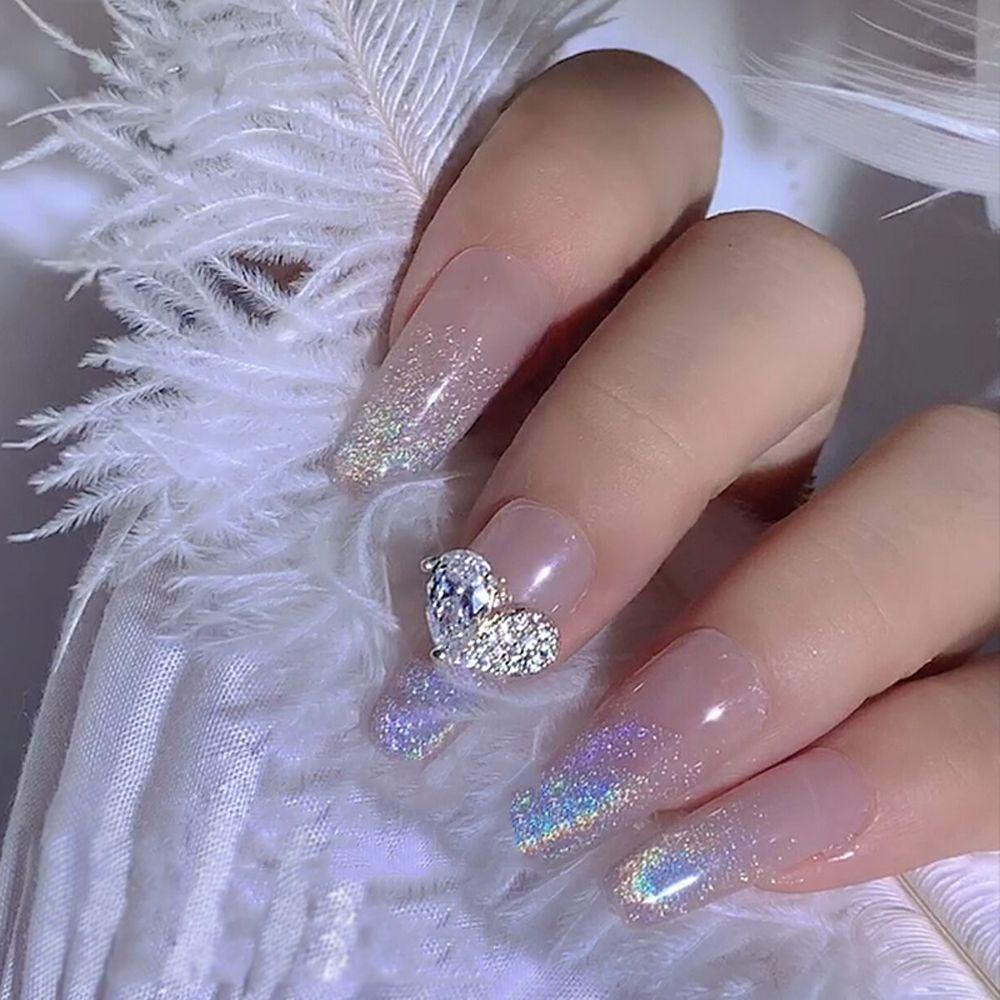 Miếng Dán Trang Trí Móng Tay Hình Trái Tim Thanh Lịch|Hình Dán Móng Tay 3D Lấp Lánh