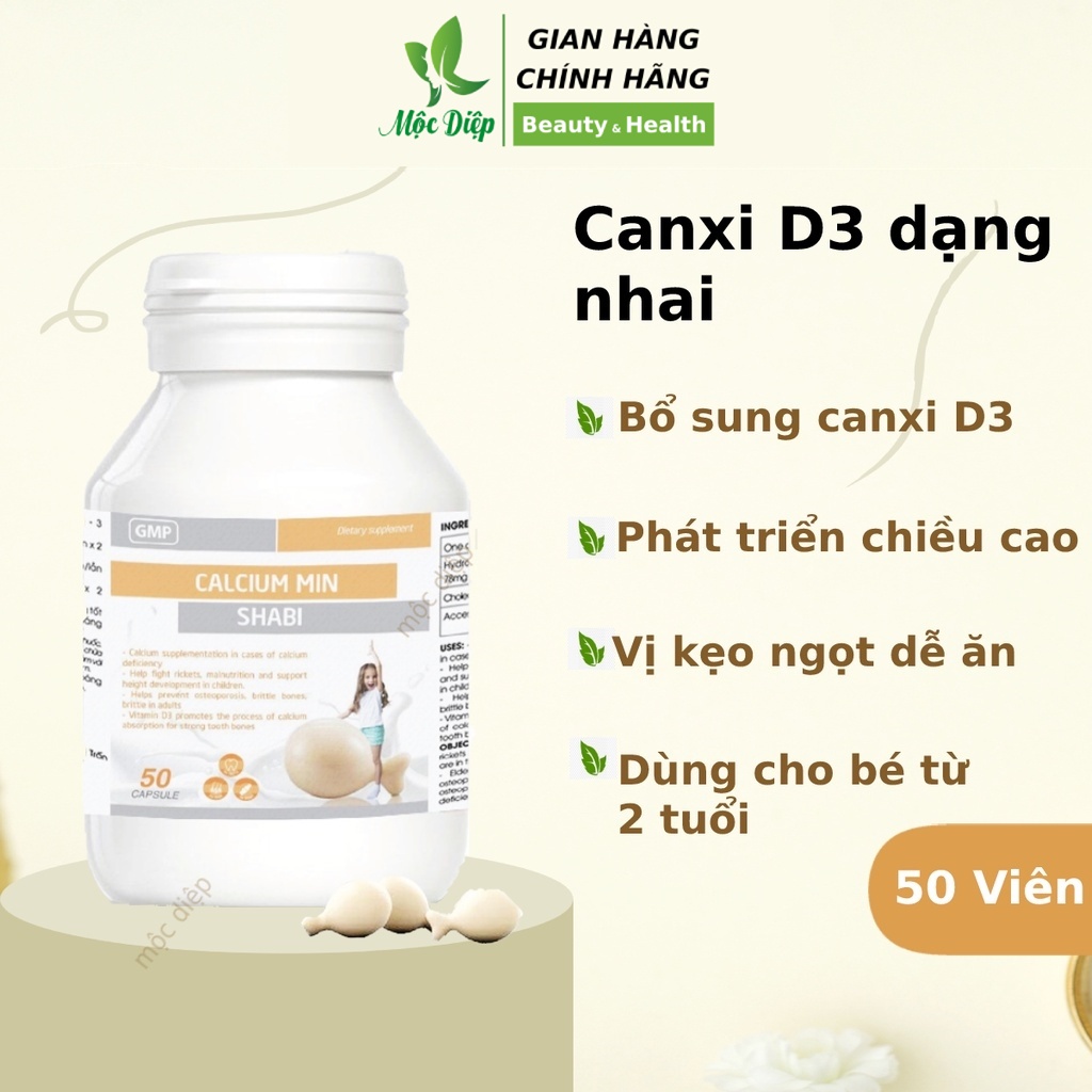 Canxi D3 cho bé dạng nhai phát triển chiều cao Calcium Min Shabi bổ sung canxi d3 giúp xương chắc khỏe - Mộc Diệp