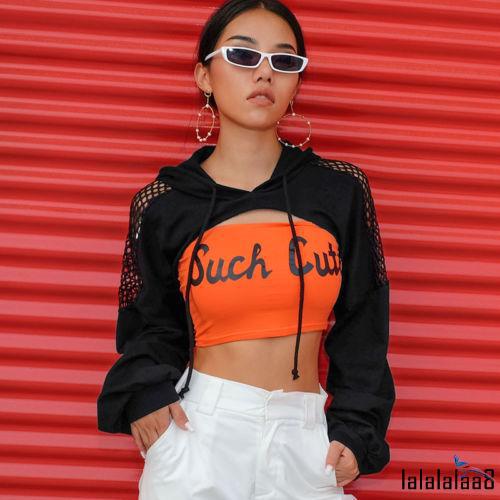 Áo croptop tay dài phối lưới gợi cảm