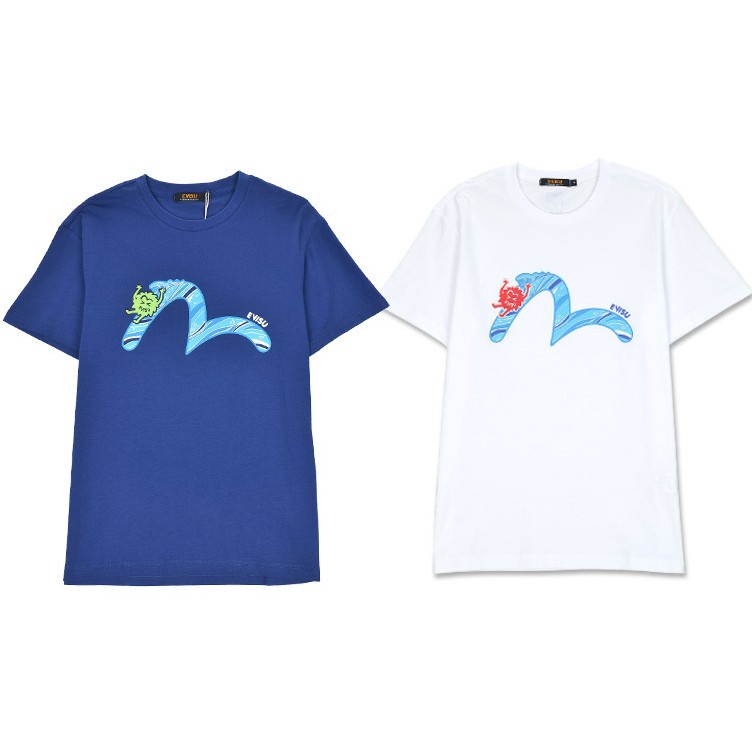 ✾▪♘100% Áo Thun Bụi Bẩn Sóng evisu Hàn Quốc Đích Thực