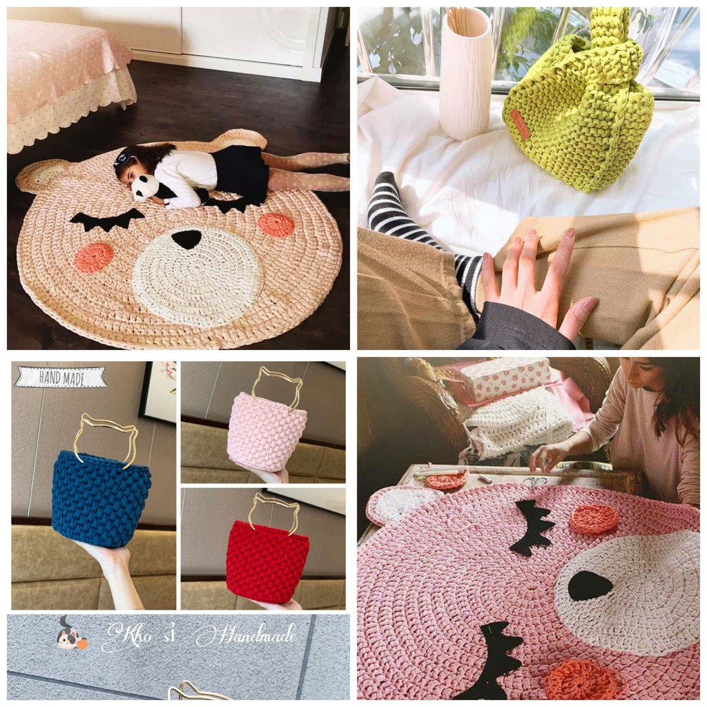 Sợi vải trơn TQ 100gr - Chuyên móc thảm, túi xách, giỏ