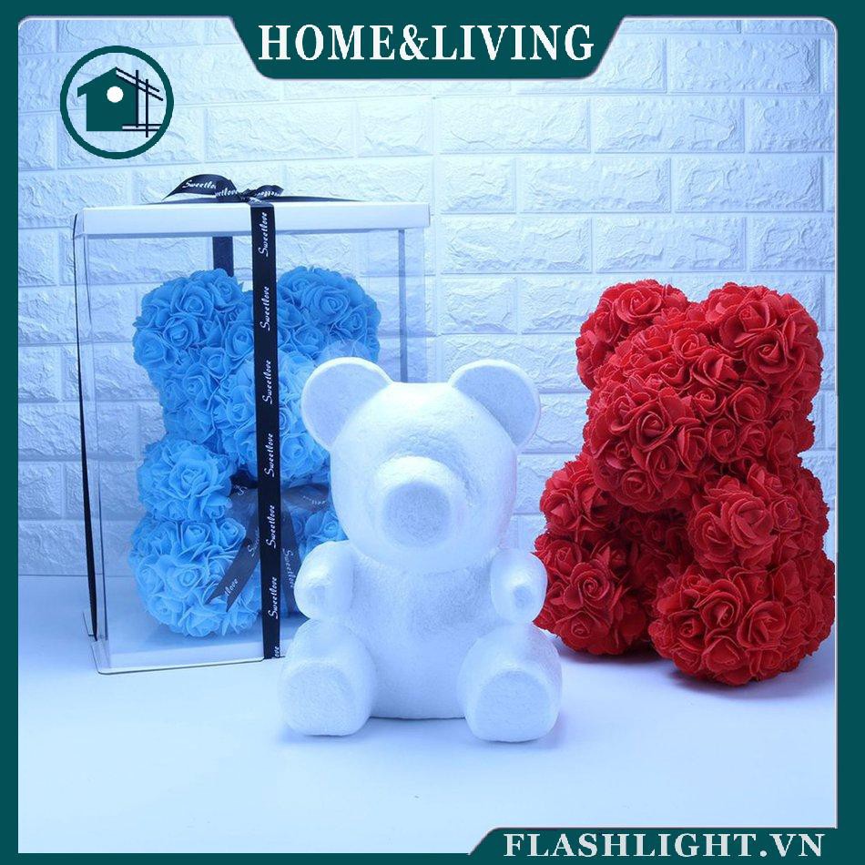 Mô hình chú gấu bằng xốp để cắm hoa hồng trang trí
