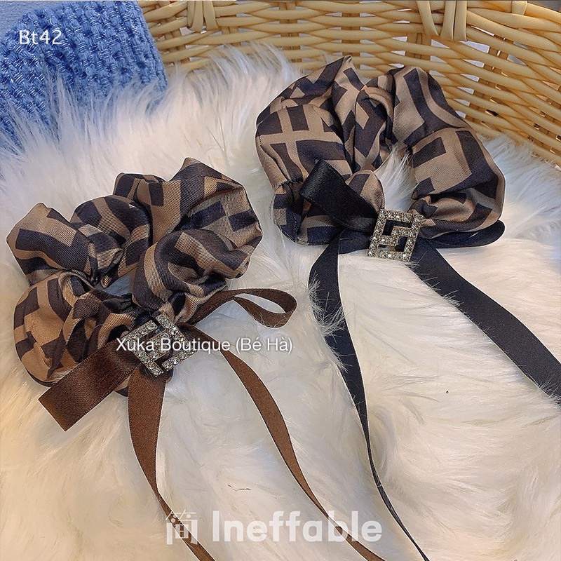 Dây Buộc Tóc Nữ Gắn Đá Chữ FF Thương Hiệu Cao Cấp