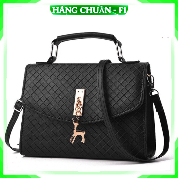 [Nhập Khẩu - FreeShip] Túi xách Túi đeo chéo nữ Da sọc Khóa hươu sang màu đen Cao cấp công sở đi làm dự tiệc