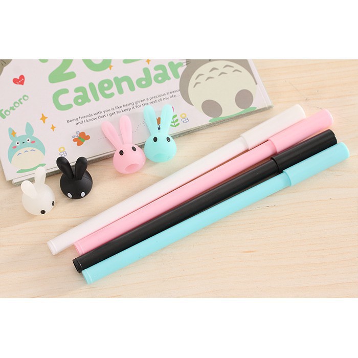 Bút đầu thỏ tai dài bút cute bút dễ thương bút kute viết gel màu đen