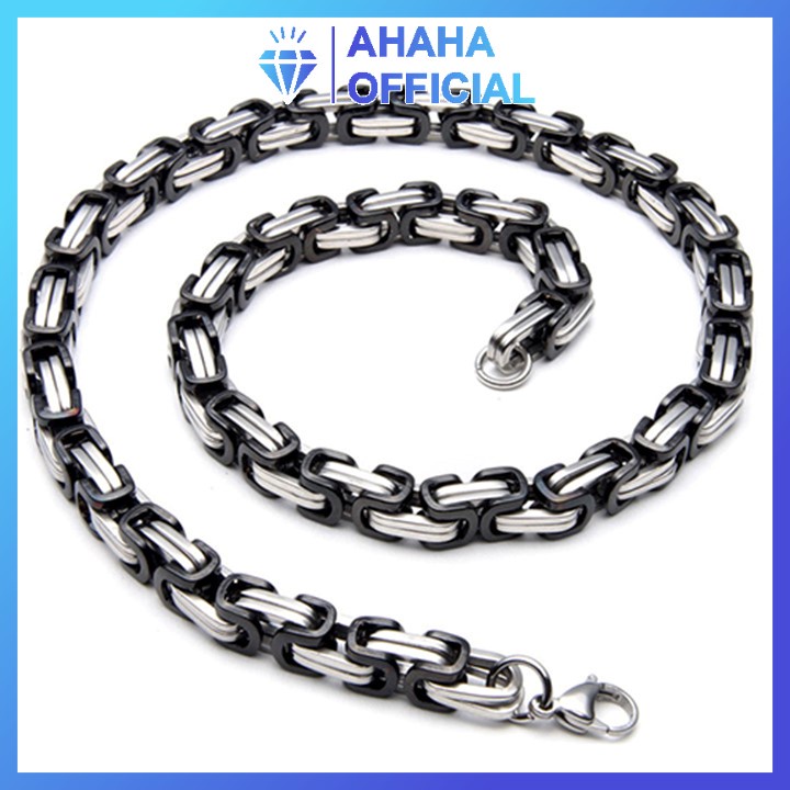 Dây chuyền nam inox cao cấp thời trang kiểu ziczac ahaha.official kích cỡ 10mm màu trắng đen thép không gỉ PTDCNA40