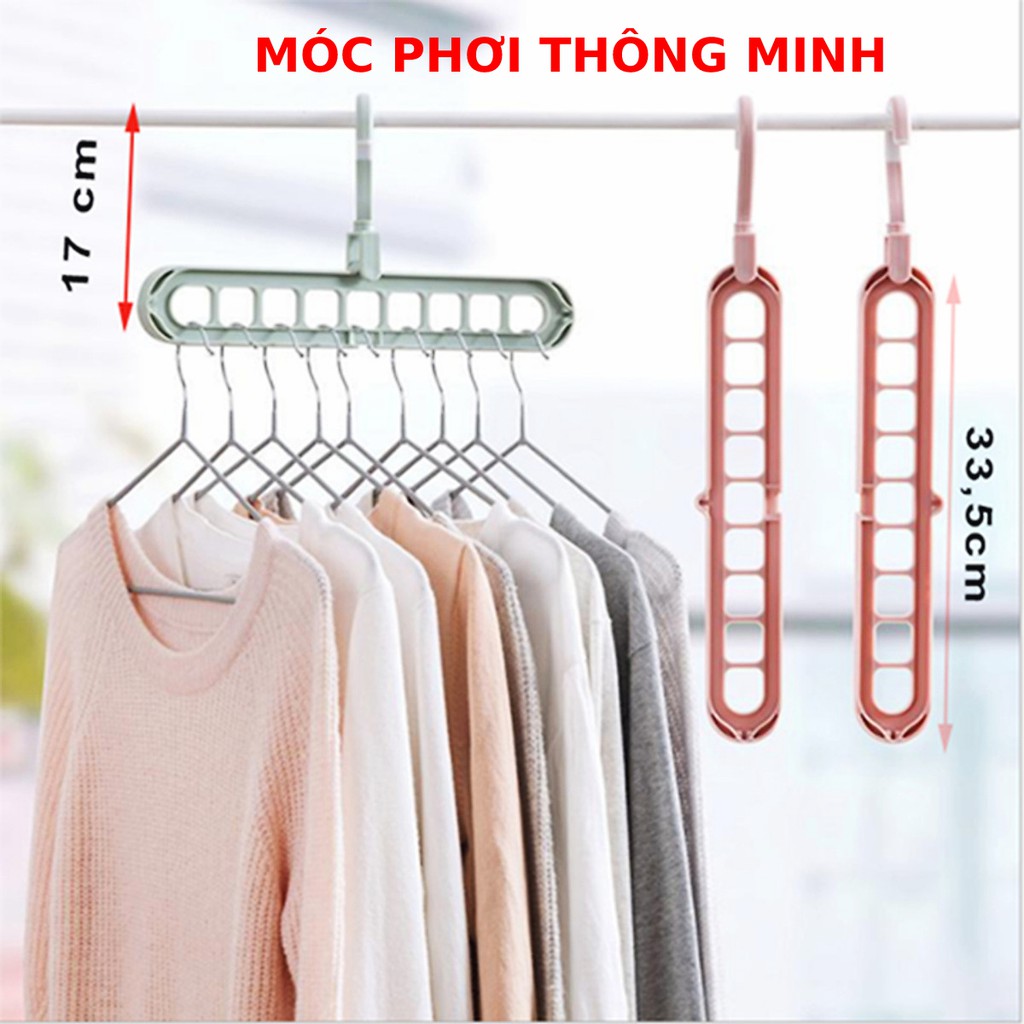 Móc treo đồ đa năng 9 lỗ phơi quần áo thông minh