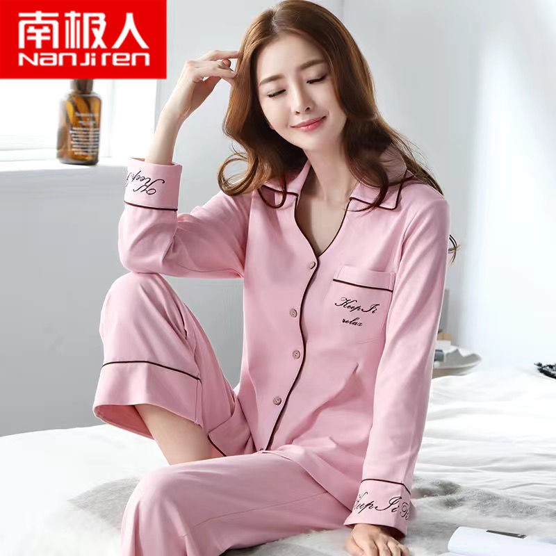 ✕Quần áo giam cao cấp Bộ đồ ngủ bà bầu dài tay cotton mùa xuân và thu hè cho con bú tại nhà đông cộng với