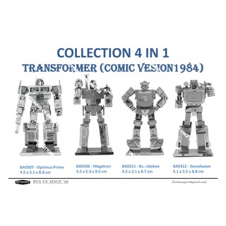 Mô Hình Lắp Ghép kim Loại 3D Collection Bộ 4 Mẫu Transformer (1984) OPTIMUS PRIME – MEGATRON –  BUMBLEBEE – SOUNDWAVE
