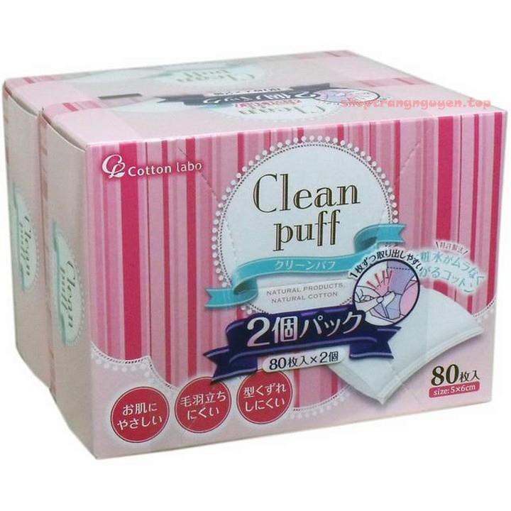 BÔNG TẨY TRANG COTTON CLEAN PUFF NHẬT BẢN - 80 TỜ | BigBuy360 - bigbuy360.vn