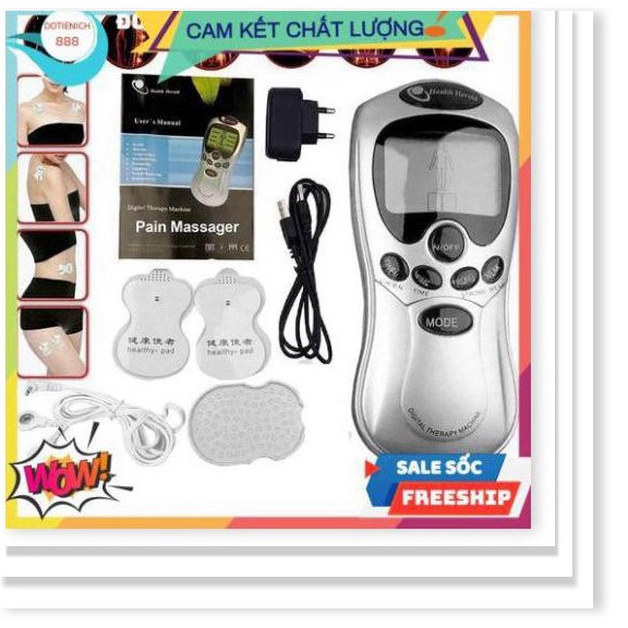 Máy massage xung điện ❤️FREESHIP❤️ 4 miếng dán vật lý trị liệu mát xa châm cứu bấm huyệt cầm tay lưng cổ vai gáy