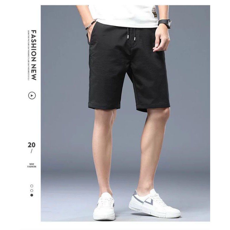 Bigsize đến 95kg - Quần short nam dù dãn lưng thun màu đen
