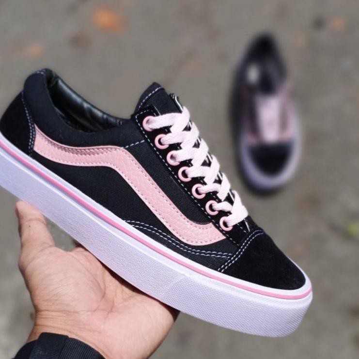 Giày bata Vans Oldskool thời trang năng động cho nữ Giày Vans màu đen hồng size 36-40 thời trang trẻ trung Ori cấp Ori