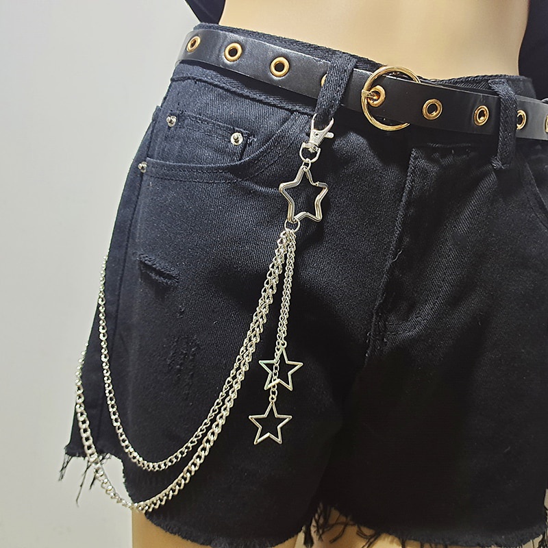 Móc Khóa Dây Xích Hình Mặt Trăng Ngôi Sao Đầu Lâu Rock Goth Đeo Thắt Lưng Quần Jean Cho Nam Và Nữ