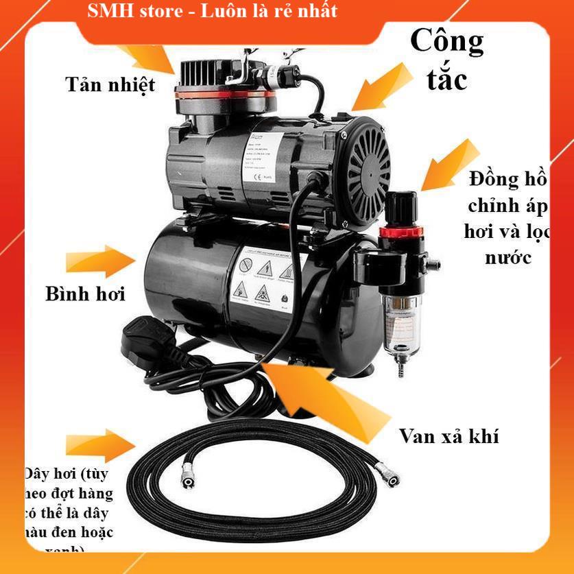 Máy bơm TC80T tích hợp đồng hồ chỉnh áp, dây hơi, lọc nước, bình chứa 3L