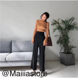 ORDER Quần vải ống rộng loe cạp cao