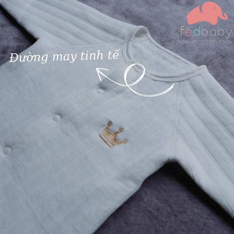 Bộ áo liền quần dành cho bé sơ sinh 0-6 tháng tuổi, thu đông dày dặn thương hiệu Fedbaby