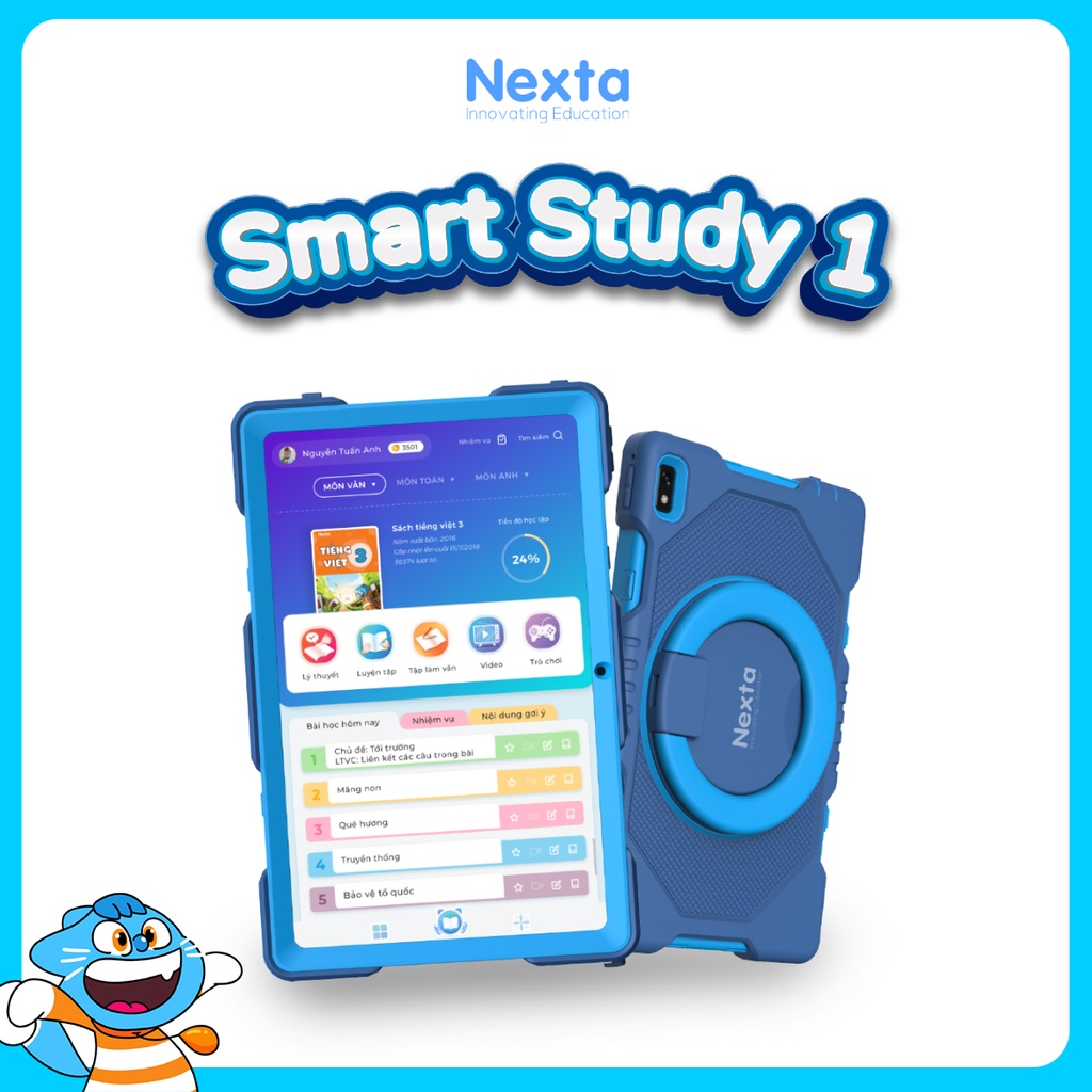 Máy tính bảng học tập cho bé Nexta Smart Study 1 - Tích hợp phần mềm học tiểu học thông minh, đa dạng, con học tốt hơn