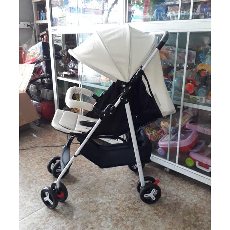 Xe đẩy 2 mùa 3 tư thế Cao cấp (Có phanh chân, đệm lót, mái che, giỏ đồ )