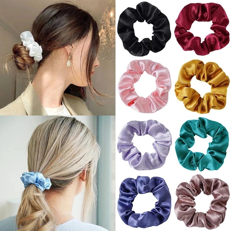 Dây Buộc Tóc Vải Satin Nhiều Màu Thời Trang Cho Nữ