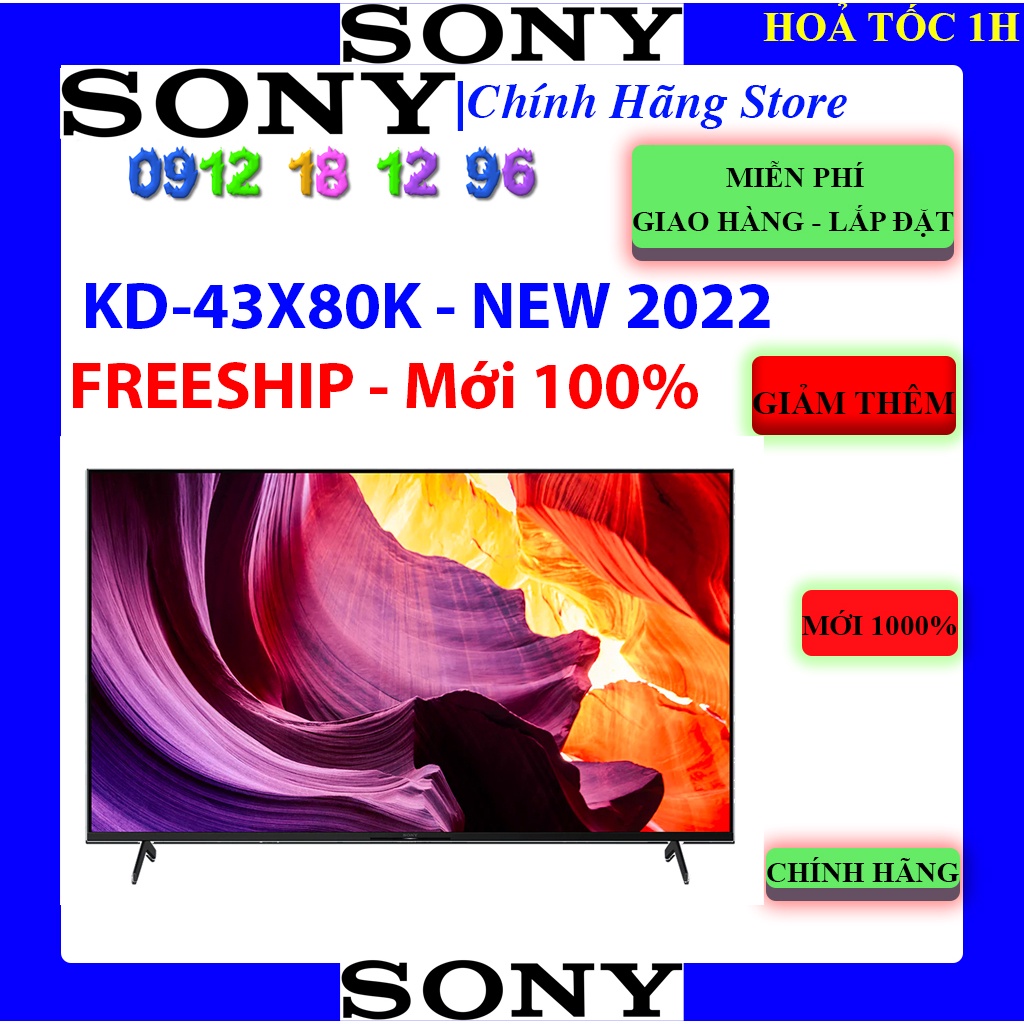 [Mã ELHAMS5 giảm 6% đơn 300K] [Sony KD-43X80K] Android Tivi Sony 4K 43 inch KD-43X80K, 43X80K Mới 2022