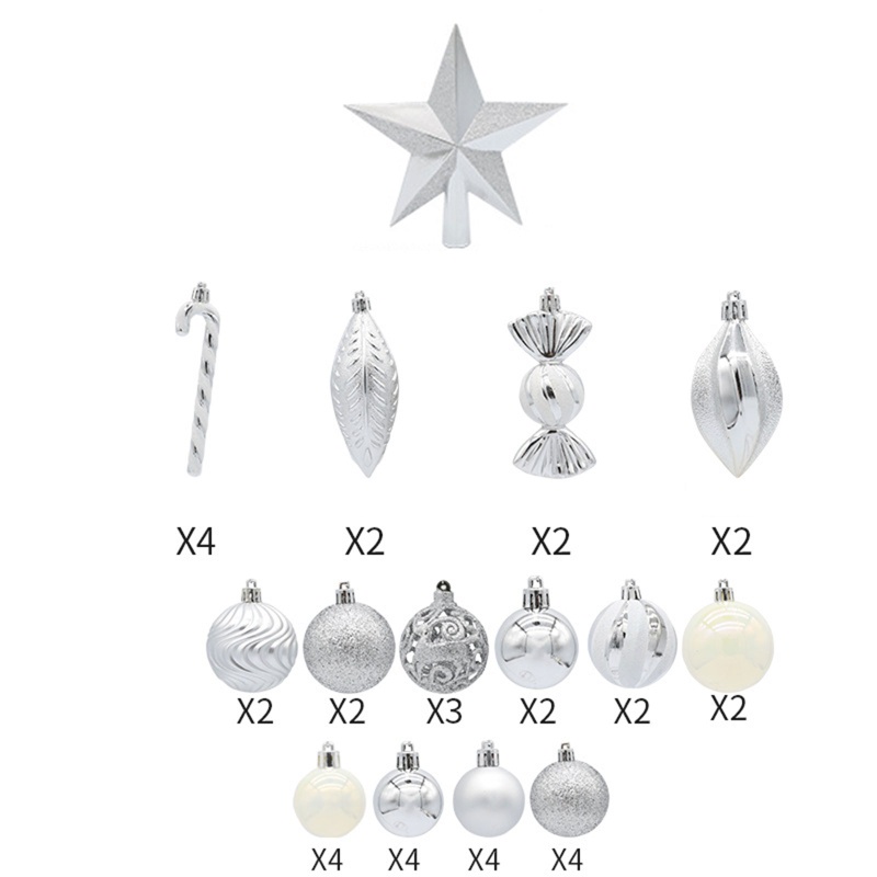 Set 40 Quả Cầu Nhựa Treo Trang Trí Giáng Sinh