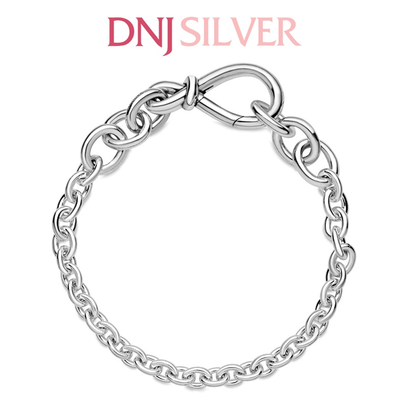 Vòng charm bạc 925 cao cấp - Mẫu vòng Chunky Infinity Knot Chain Bracelet, mẫu dây xích, có thể mix charm treo