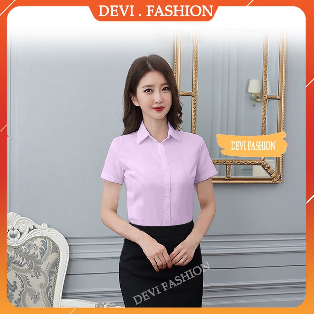Áo Sơ Mi Nữ Tay Ngắn Cộc, Kiểu Dáng Công Sở Đẹp, 4 Màu A01