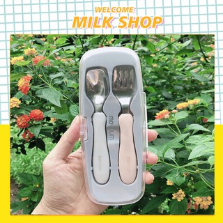 Bộ thìa dĩa ăn dặm Moyuum cao cấp kèm hộp đựng cho bé