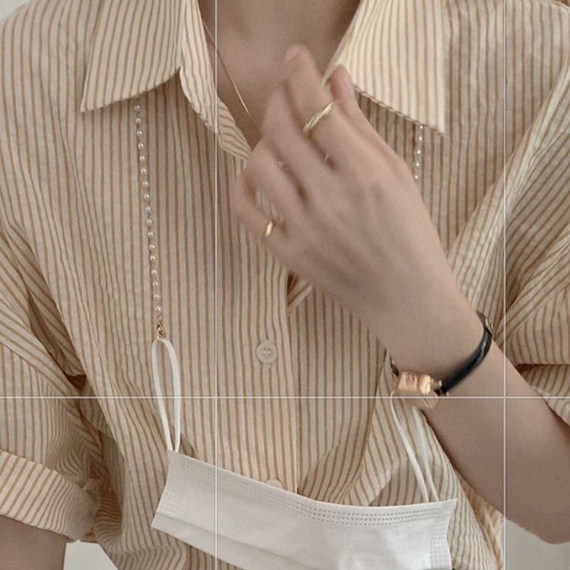Áo sơ mi kiểu nữ Ngắn tay Kẻ sọc dọc nhỏ Retro Phong cách Cổ điển Vintage Hàn Quốca Áo sơ mi nữ Tay ngắn Thời trang | BigBuy360 - bigbuy360.vn