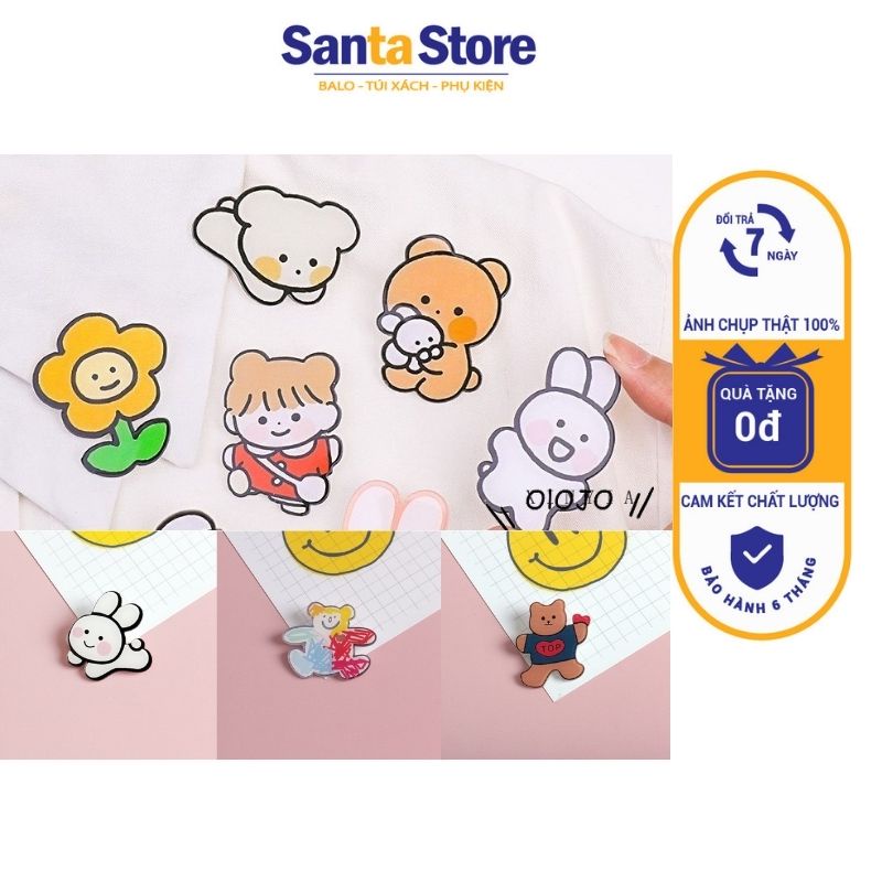 Pin, huy hiệu cài áo, balo túi xách, charm ghim stick móc gắn cặp SANTA STORE hoạt hình cute bts anima dễ thương cực hot