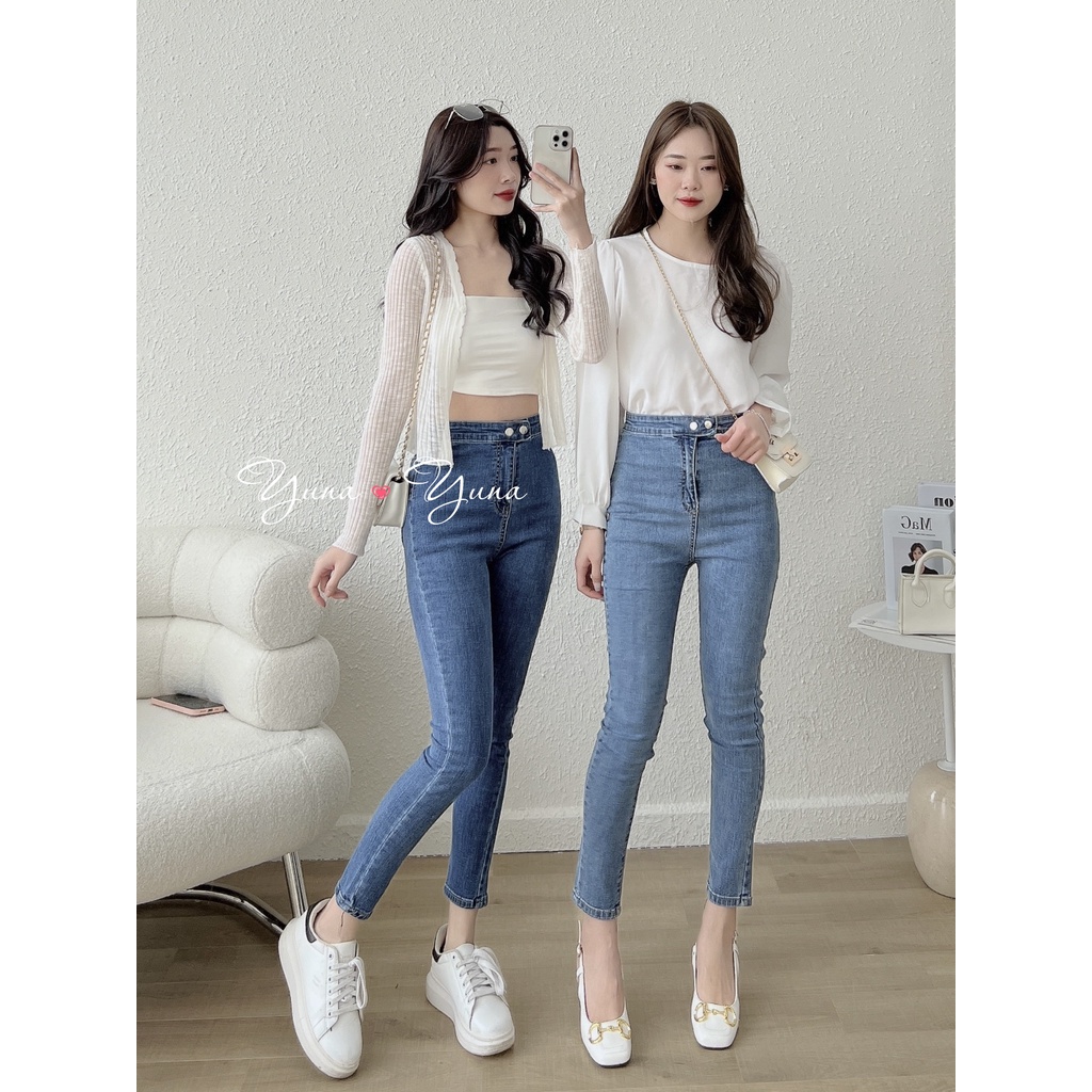 Quần jean nữ YUNA dáng ôm cạp cao kiểu dáng skinny phong cách Hàn Quốc co dãn bốn chiều, thời trang nữ YUNA | BigBuy360 - bigbuy360.vn