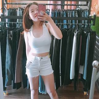 Áo crotop thun gân f21 hình shop tự chụp