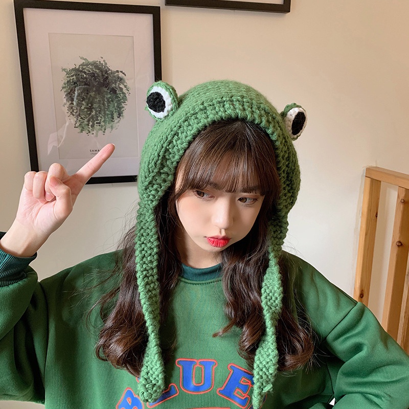 Mũ len móc ếch đáng yêu