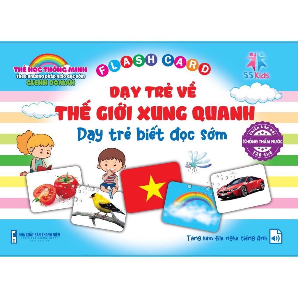 Thẻ Chống Thấm Nước - Thẻ Học Thông Minh 16 Chủ Đề Song Ngữ Khổ To Nhất A5 15x21cm Theo Phương Pháp Glenn Doman