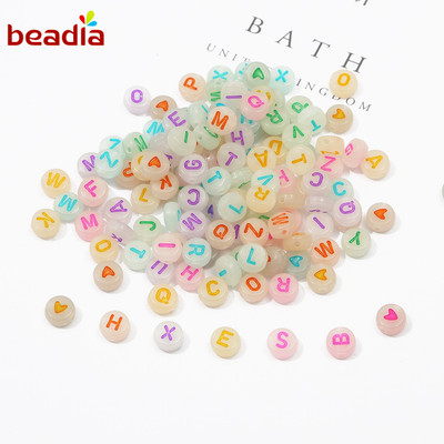 Hạt phụ kiện BEADIA nhựa acrylic hoạ tiết chữ cái độc đáo dùng làm vòng tay/vòng cổ thủ công 